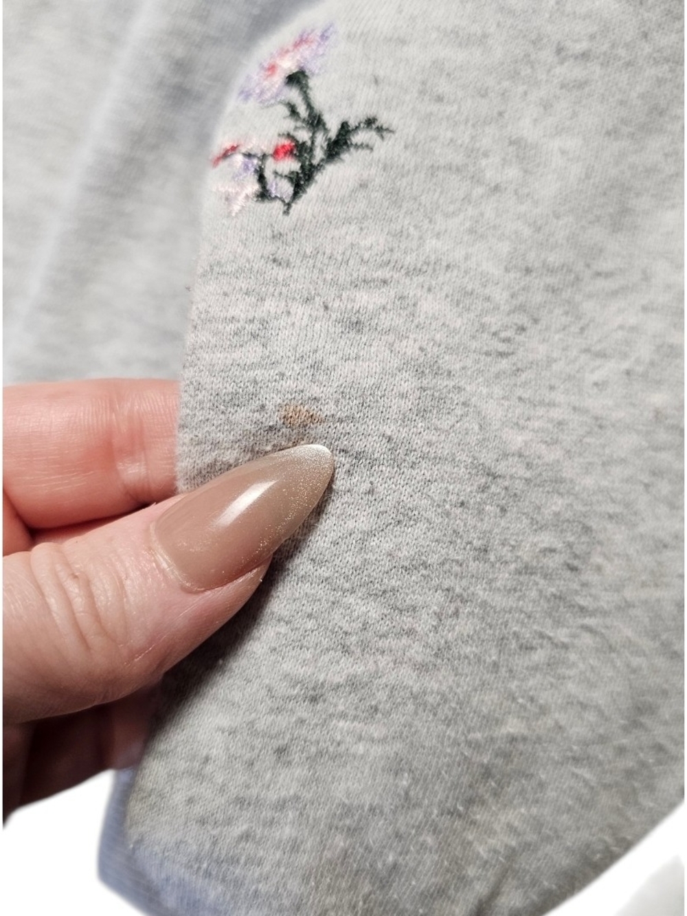 H&M LOGG Floral Embroidered Sweatshirt Jogger Set Gray Lounge Set XS S - Picture 10 of 12